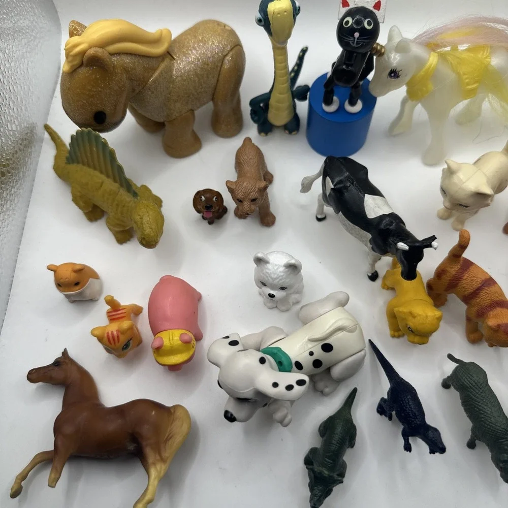 Mixed Animal Toy Figure Lot Farm Jungle Dinosaur Dog Cat Horse Unicorn Safari